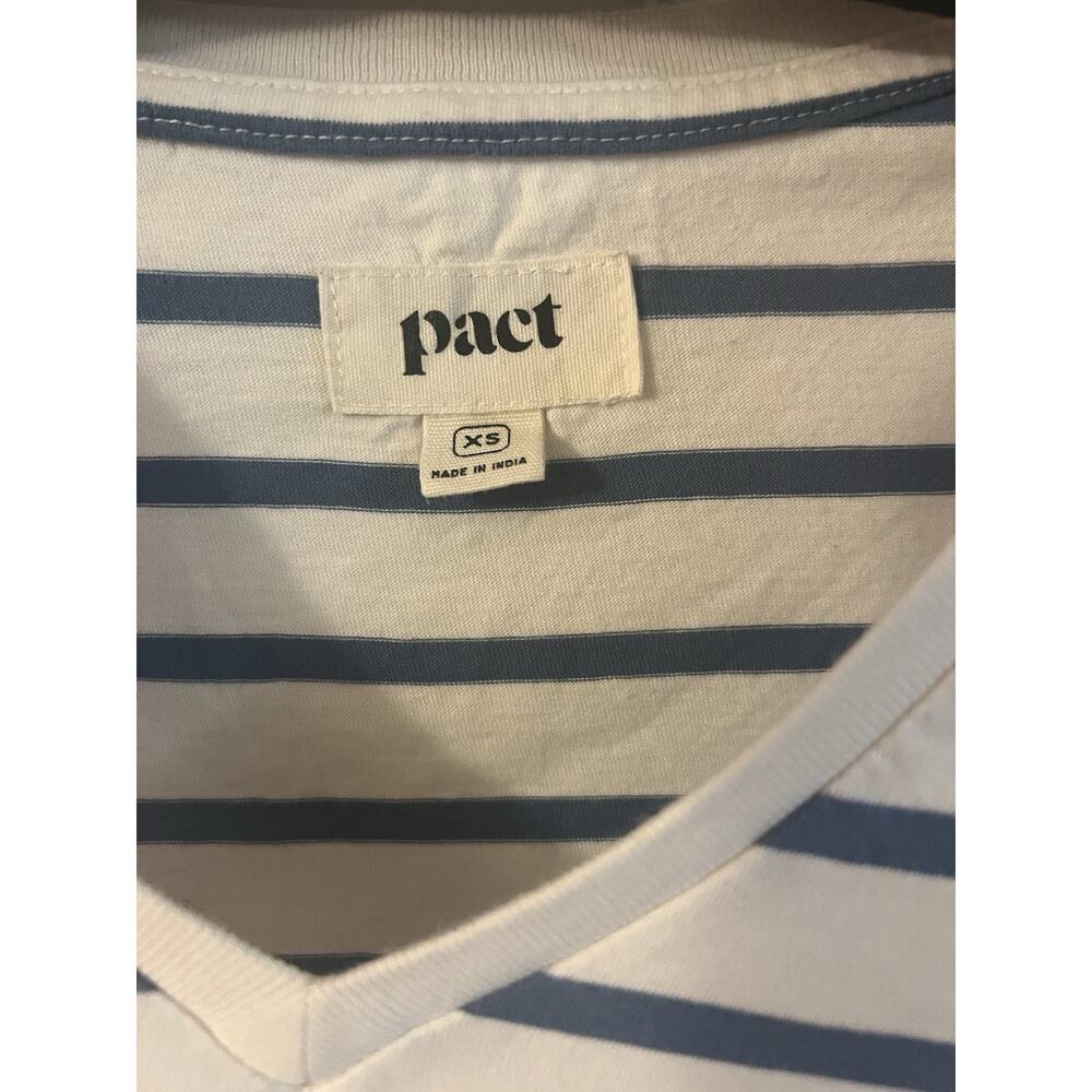 Pact Organic Cotton Softspun V-Neck Tee Striped Blue White XS